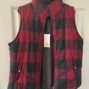Women’s Red and Black Checkered Vest